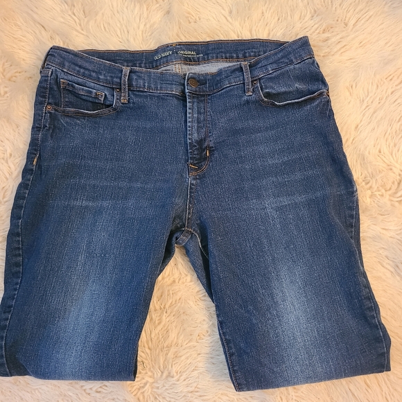 Old Navy Original Mid-Rise Jeans Womens Tapered Dark Wash - Picture 2 of 3